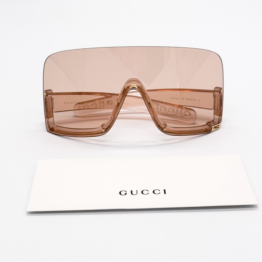 NEW GUCCI MASK WOMEN SUNGLASSES GUCCI GG1631S 010 GUCCI CREAM SHIELD EYEWEAR - Picture 12 of 13